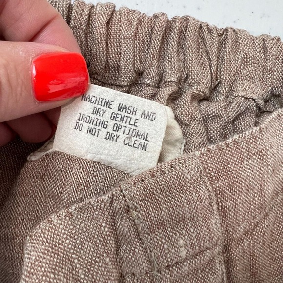 Flax by Angelheart Women's 100% Linen Midi‎ Skirt Elastic Waist Beige - Picture 11 of 12